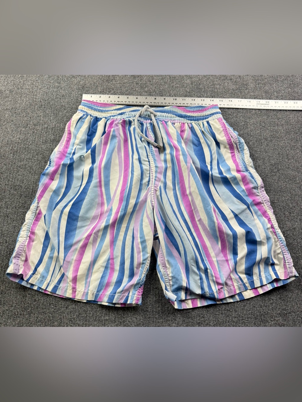 Men's Vilebrequin Multicolor Striped Swim Shorts - Blue/Pink/White, Size XL